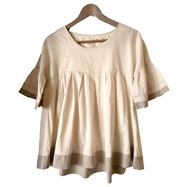 Bel Air Tunic Beige Cotton Satin Effect Size 1 Beige