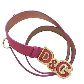 Cinto Dolce & Gabbana de couro fúcsia e dourado 75 cm Rosa Dourado Fuschia