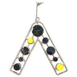 Orecchini Dior Shade de Dior in Palladio con Marmo Nero e Giallo Silver hardware