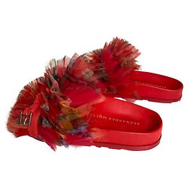 Mulas Alexander Mcqueen de couro vermelho Vermelho