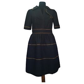 Kay Unger Blue Cotton Polyester Dress M Blue