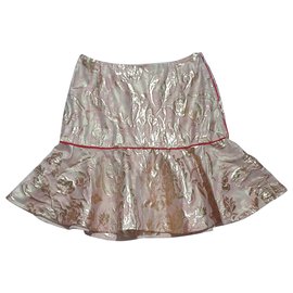 Saia de brocado rosa Sandro Rosa Multicor