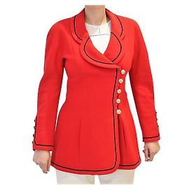 Giacca Chanel Rossa in Lana con Bottoni Dorati CC Rosso