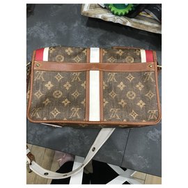 Louis Vuitton-Handbags-White,Red,Dark brown