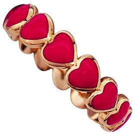 Poiray Ring, "Pearl Hearts", Rotgold, rosa Lack. Andere