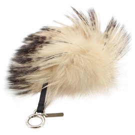 Fendi-Fendi White Monster Fur Pom-Pom Bag Charm-White,Multiple colors,Cream