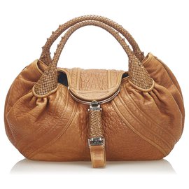 Fendi-Fendi Brown Spy Leather Hobo-Brown,Light brown