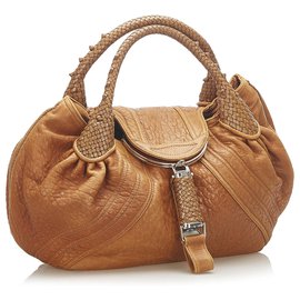 Fendi-Fendi Brown Spy Leather Hobo-Brown,Light brown