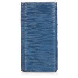 Louis Vuitton-Louis Vuitton Blue Epi Brazza Long Wallet-Blue,Navy blue