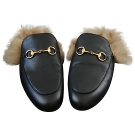 pantofole gucci princetown con pelliccia Nero