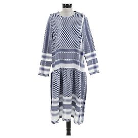 Cecilie Copenhagen Maxikleid Weiß Blau Baumwolle Weiß Blau
