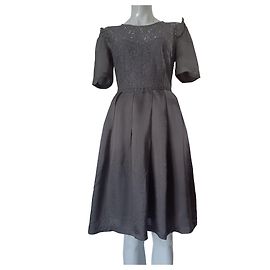 Abito nero Claudie Pierlot in misto seta e pizzo Nero