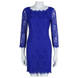 Diane Von Furstenberg-DvF Zarita vestido de renda cobalto-Azul