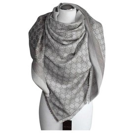 Gucci-stola shawl gucci tessuto gg nuova scarf-Beige,Grey,Light brown