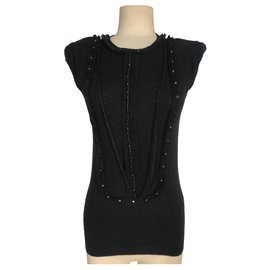 Lanvin-Embroidered tank top-Black