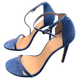 Stuart Weitzman Nudist Blue Suede Sandals Blue