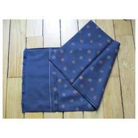 Christian Dior-Tie pattern scarf.-Blue