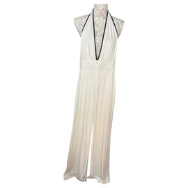 Hermès halterneck silk jumpsuit Eggshell
