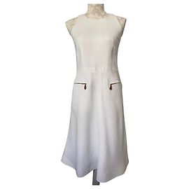 Hermès Vestido de tres agujeros, Sisas americanas herringbone de lino Blanco roto