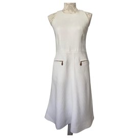Hermès-Vestido de tres agujeros, Sisas americanas herringbone de lino-Blanco roto