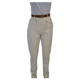 Hermès Pants, leggings Eggshell