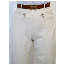 Hermès-Un pantalon, leggings-Blanc cassé