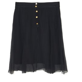 Chanel-BLACK SILK CHIFFON SATIN FR36/38-Black