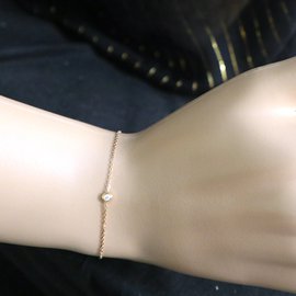 Cartier-Cartier Rose Gold 18k lined C Diamond Chain Bracelet-Golden