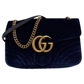 Gucci-Gucci Marmont in blue velvet-Blue