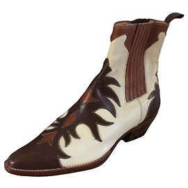 Sartore Bottines Beige Cognac Marron foncé