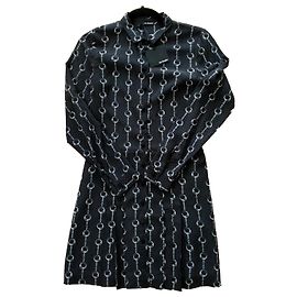 The Kooples Seidenhemdkleid Schwarz Weiß Schwarz Weiß