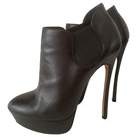 Botines Casadei de piel negra 38.5 Negro