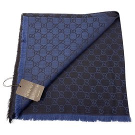 Gucci-gucci shawl scarf foulard new with paper bag-Blue