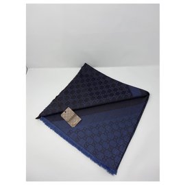 Gucci-Gucci Schal Schal Foulard neu mit Papiertüte-Blau