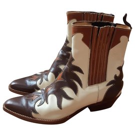 Sartore botas Bege Conhaque Castanho escuro