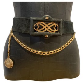 Chanel-Gürtel-Schwarz,Gold hardware