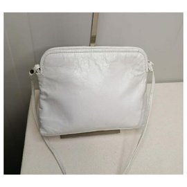 Fendi-Bolsa de ombro de couro tecido vintage-Branco