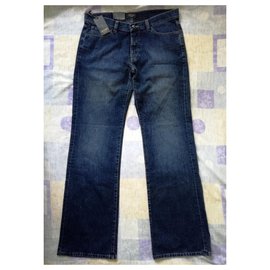 Joop!-Nuovo con etichetta "Ronan" Jeans svasati in cotone denim blu a gamba larga-Blu