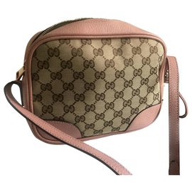 Gucci-Gucci GG Canvas Rose leather-Pink