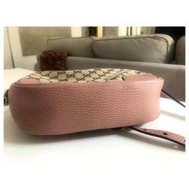 Gucci-Gucci GG Canvas Rose leather-Pink