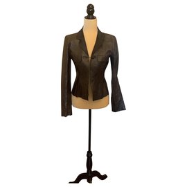 Chanel Leather Jacket Brown Brown