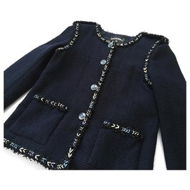 Chanel-7,5Jaqueta de tweed K $ lesage-Azul marinho