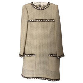 Chanel-Robe Chanel en tweed-Écru