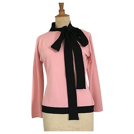 John Smedley Lavallière Wollpullover Schwarz Rosa Schwarz Pink