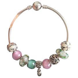 Composition PANDORA - with or without bracelet 19 cm Silvery Pink White Multiple colors Green Cream Eggshell Light green Silver hardware