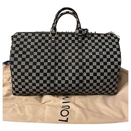 Louis Vuitton Keepall Virgil Abloh Damier distorted Black White Orange