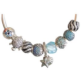 PANDORA MER / SEA - mit oder ohne Armband 19 cm Silber Blau Zebra-druck Hellblau Türkis Dunkelblau Silber Hardware