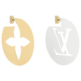 LOUIS VUITTON Earrings LV Louise Circle Hoop M64288 Gold GP authentic used