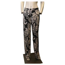 Max Mara Calça de seda Preto Branco