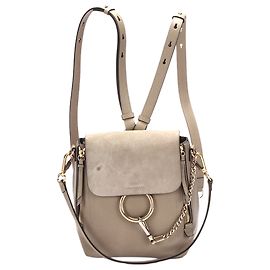 Chloé Chloe Brown Faye Leather Backpack Brown Beige